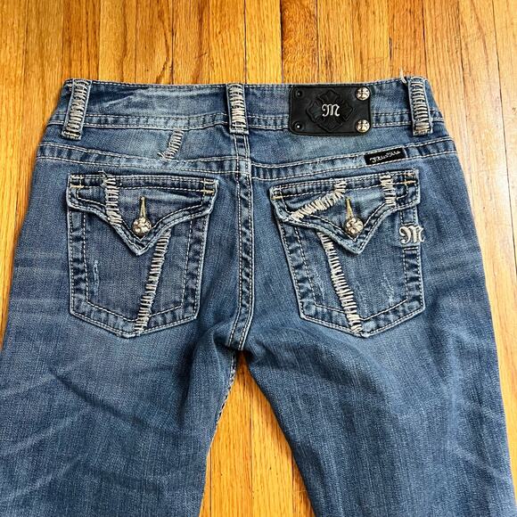 Miss Me Jeans Womens 29 Capri Cropped Bling Western Flap Pocket - Picture 2 of 10